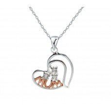 SILVER 925 STERLING SILVER CZ MUM ROSE GOLD PENDANT