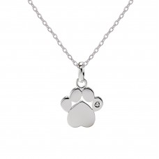 SILVER 925 STERLING SILVER PAW PRINT CZ PENDANT