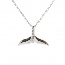 SILVER 925 STERLING SILVER FISH TAIL CZ PENDANT