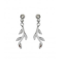 SILVER 925 STERLING SILVER CZ LEAF EARING